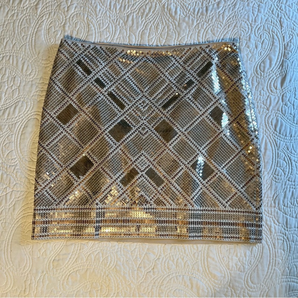 Sequined Silver, Gold, Metallic Skirt